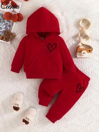 Clothing Sets Ceeniu 3-24M Baby Girl Valentine Day Clothes Hooded Heart Sweatshirts And Pants For Borns Valentines Outfits Girls