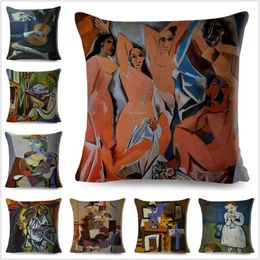 Pillow Abstract Oil Painting Case Decorative Colourful Sexy Girl Cover Polyester Pillowcase For Sofa Home Car 45x45cm