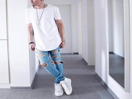 High quality Mens big and tall Clothing designer citi trends Clothes T shirt homme Curved hem Tee plain white Extended Kpop11731890