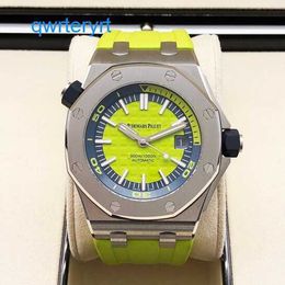 AP Diamond Wrist Watch Royal Oak Offshore Series 42mm Calendar Display White Black Green Yellow Disc Automatic Mechanical Precision Steel Fashion Sports Timepiece