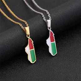 Pendant Necklaces Madagascar Map Pendant Africa Madagascar Flag Stainless Steel Gold and Silver Coloured Necklace Mens Necklace Enamel Trend Jewellery d240531