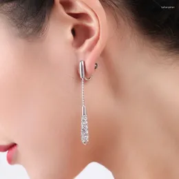 Stud Earrings VENTFILLE 925 Sterling Silver Ear Pin For Women Trend Elegant Sparkling Zircon Tassel Bride Jewellery