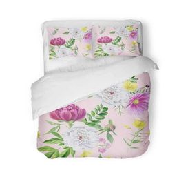 Bedding sets Watercolour Peony Duvet Cover for Girls Women Flower Comforter WeddingValentines Day with 2 cases H240521 HHAU