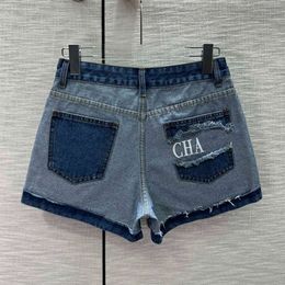 Channel High End Summer New 2024 Personalized Reverse Design Pocket Embroidered Letter Tassel Denim Shorts Sexy And Spicy Slim Fit Denim Shorts Brand Doubel C 448