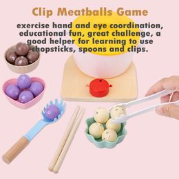 Fine Motor Skill Kitchen Toy Baby Pretend Play Meatball Hot Pot Cute Simulation Food Early Education Wooden Cooking Toys For Kid