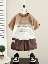 Clothing Sets Casual Kids Sport Suit 90-150cm Baby Boys Tracksuit Girls Summer Cotton Children T-Shirts Cargo Shorts 2pcs/Set