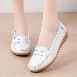 Casual Shoes Spring Autumn Woman Real Leather Women's Soft Flats Slip On Ladies Loafers Moccasins Female Shoe Large Size 35-44