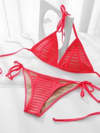 Women's Swimwear Sexy Grid String Bikini Backless Micro Swimsuit Y2K Women 2024 Trend Design Two Piece Triangle Beach Thong Bathing Suit