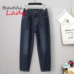 Women's Jeans XL-6XL Large Size Women High Waisted Baggy Woman Loose Denim Harem Pants Mom Spring Clothing