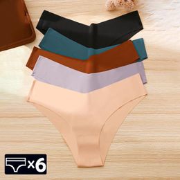 Women's Panties WarmSteps 6Pcs/Set Seamless Underwear Sexy Bikinis Ice Silk Soft Breathable Lingerie For Woman Underpants Thongs