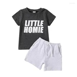 Clothing Sets Infant Born Baby Kids Boys Shorts Set Short Sleeve Letters Print T-shirt With Elastic Waist Summer Outfit 6M-5T