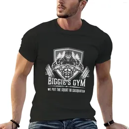 Men's Polos Workout Shirt - Biggies Gym Puts Squat In Sasquatch T-Shirt Boys Whites Kawaii Clothes Vintage T Shirts For Men Cotton