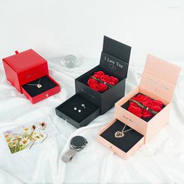 Jewellery Pouches I Love You Heart Rose Gift Box For Women GirlFriend Monther Wife Gifts 2024 In Fashion Romantic Necklace Ring