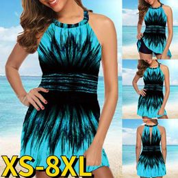 Women's Swimwear 2024 Summer Fashion Design Printing Tankin High Waist Swimsuit Two Piece Set Beachwear Monokini Women Bathing Suit XS-8XL