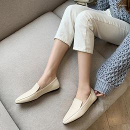 Casual Shoes 2024 Spring Autumn Genuine Leather Women Loafers Flats Ladies Real Retro Low Heel