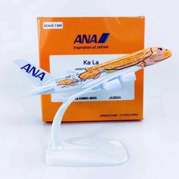 Aircraft Modle 14CM 1/500 Scale A380 380 Japan ANA Airlines Orange Turtle KaLa Plane Model Alloy Aircraft collectible display Aeroplanes Y240522