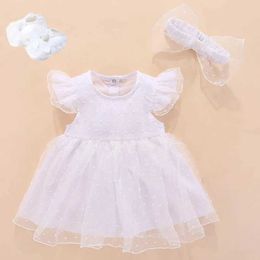 Christening dresses White Baby Baptist Dress Princess Style Newborn Baby Girl Baby Dress Pure Cotton Baby Dress 3 6 9 Months Q240521
