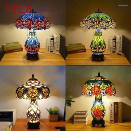 Table Lamps TYLA Tiffany Lamp American Retro Living Room Bedroom Luxurious Villa El Stained Glass Desk