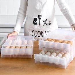 Storage Bottles 30 60 Lattices Plastic Transparent Household Egg Box Drawer-Type Refrigerator Double Layer Tray