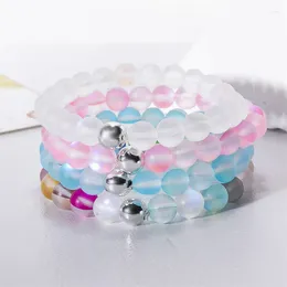 Charm Bracelets 1PCS Summer Handmade Colourful Glass Beaded Bracelet For Sisters Girls Kids Friendship Party Birthday Jewellery Gift