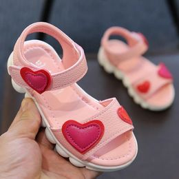 Sandalias Children Sandals for Girls Korean Fashion Open Toe Anti Slip Beach Sandals Casual Comfortable Soft Sole Kids Shoes 240522