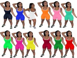 Womens Sling Jumpsuits Sexy V Neck Sleeveless Biker Shorts Rompers Onesies Clubwear Bodysuit Playsuits Streetwear Summer Clothing 4022233