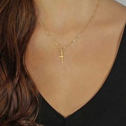 Pendant Necklaces SUMENG 2024 New Fashion Summer Chain Necklace Small Cross Religious Womens Gift Jewelry d240522
