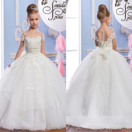 2020 Tulle Arabic Flower Girl Dresses For Wedding Sheer Neck Vintage Pearls Child Pageant Dresses Beautiful Flower Girl Wedding Dresses 221Q