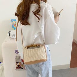 Totes Beige Woven Bag Straw Crossbody Bohemian Small Knitting Summer Purse And Handbag Vacational Bucket Beach Bags