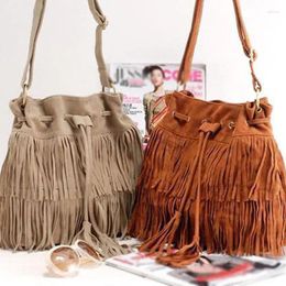 Bag Retro Tassel Drawstring Over Shoulder Fashion Single-shoulder Messenger Crossbody Women Canvas Cloth Handbag Tote