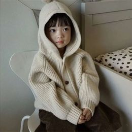 1-10 Years Toddler Baby Sweater Cardigans for Boys and Girls Hooded Knit Button Sweaters Jackets Children Fall Outerwear Coat 8 L2405