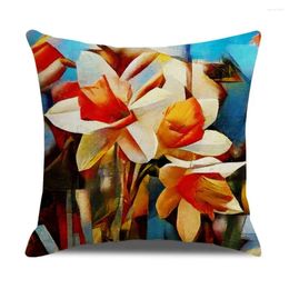 Pillow Vintage Oil Painting Flowers Printed Cover American Country Style Colorful Floral Art Home Sofa Chair Decorative Pillows