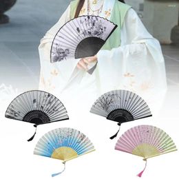 Decorative Figurines Chinese Style Folding Fan Vintage Silk Tassel Art Decor Dance Gift Crafts Hand Bamboo Home Room Decorations J1d1