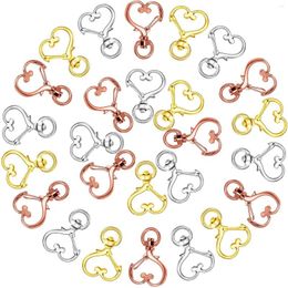 Keychains 60Pcs Heart Shape Claw Swivel Lobster Clasp Snap Hook With Key Rings DIY Accessories For Bag Jewelry Making