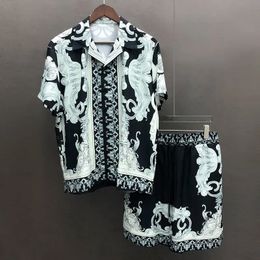 Hawaiian Shirt Streetwear Artistic Abstract Shirts Streetwear Hip Hop Casual Beach Holiday Short Sleeve Suit Men Tracksuit Set 240510