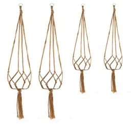 Knotted Macrame Plant Hanger Hook Vintage Cotton Linen Flowerpot Basket Lifting Rope Hanging Basket Pot Holder SN709771092