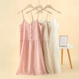 Women's Sleepwear 2024 Summer Suspender Dress Cotton Nightdress Comfortable Home Jacquard Weave Loose Skirt