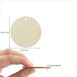 100pcs 1inch Unfinished Round Wood Circles Tags Ornaments With One Hole For Crafts Blank Natural Cutouts Pendant Christmas Deco
