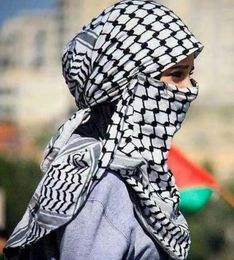 Ethnic Clothing Classic Plaid Print Hijab Scarf Pompom Tassels Black And White Square Shemagh Muslim Headscarf Women Arab Keffiyeh Hijabs