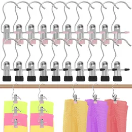 Hangers 20/40Pcs Stainless Steel Clothespins Laundry Clothes Pegs With Hook Portable Hanging Clip Wardrobe Organiser Hanger