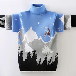 Boys High-Collar Sweater Autumn Winter Kids Knitted Cotton Warm Turtleneck Pullovers For Children's 4-15 Years Clothes L2405