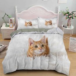 Bedding sets 3D Printed Cute Kitten Pet Cat Set Boys Girls Twin Queen Size Duvet Cover case Bed Kids Adult Home Textileextile H240521 KH61