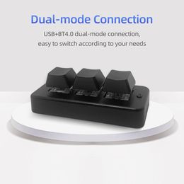 MK321BT 3-key Mini Customized Keyboard with Mechanical Blue Switch USBBT Dual-mode Connection for Office Game Multimedia 240514