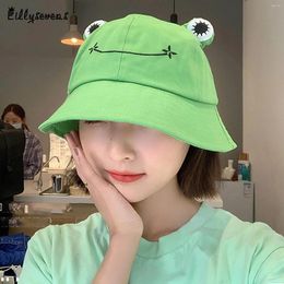 Berets Child-Parents Frog Bucket Hat For Women Summer Autumn Plain Cute Cartoon Panama Outdoor Hiking Beach Fishing Sunscreen Bob Caps