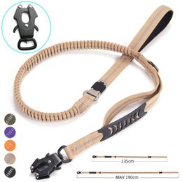 Heavy Duty Tactical Bungee Dog Leash No Pull Dog Leash Reflective Shock Absorbing Pet Leashes with Car Seatbelt for Large Dogs 240518