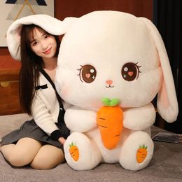 30CM Kawaii Long Ear Rabbit Plush Pillow Big Size Bunny Dolls Stuffed Soft Animal Cushion Girls Kids Birthday Xmas Gifts 240507