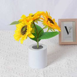 Decorative Objects Figurines Rechargeable Sunflower Led Simulated Night Lamp Table Flower Used for Restaurant Hotel Weddin H240521 5P3H