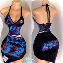 2024 Designer Women Sports Dresses Two Piece Skirt Suit Basketball Dress Different Sexy Print Outfits Set s