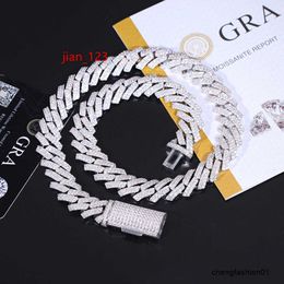 cuban link chain necklace designer for men women jewelry solid silver pass diamond tester vvs moissanite chian 2 rows 15mm w necklaces designer jewelry gift