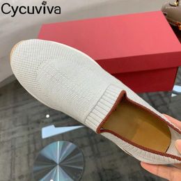 Casual Shoes Breathable Knitted Flat Loafers Women Slip On Platform For Comfortable Ladies Woman Flats Zapatos